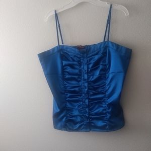 Blue satin party tanktop